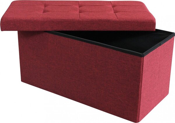 DecHome Cassapanca in Tessuto Panca contenitore Dimensioni 76x38x38 cm colore Bordeaux