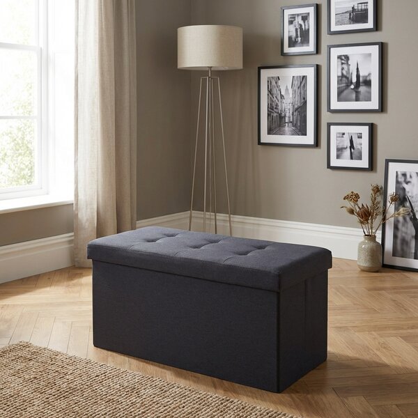 DecHome Cassapanca in Tessuto Panca contenitore Dimensioni 76x38x38 cm colore Nero