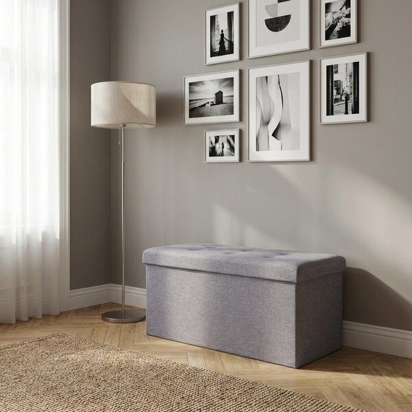 DecHome Cassapanca in Tessuto Panca contenitore Dimensioni 76x38x38 cm colore Grigio