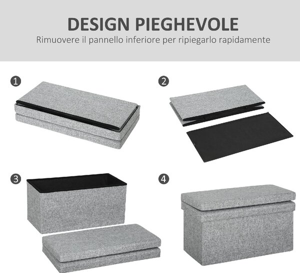 DecHome Cassapanca in Tessuto Panca contenitore Dimensioni 76x50x73 cm colore Grigio