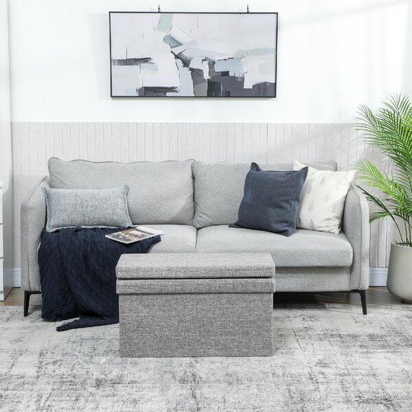 DecHome Cassapanca in Tessuto Panca contenitore Dimensioni 76x50x73 cm colore Grigio