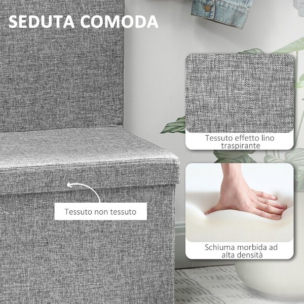 DecHome Cassapanca in Tessuto Panca contenitore Dimensioni 76x50x73 cm colore Grigio