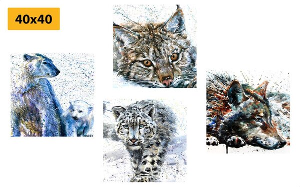 Set di quadri – Animali in interessante versione acquerello