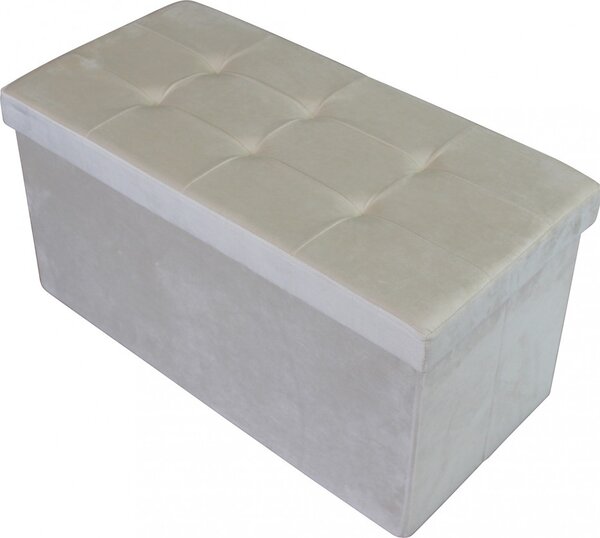 DecHome Cassapanca in Velluto Panca contenitore Dimensioni 76x38x38 cm colore Beige