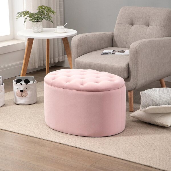 DecHome Cassapanca in Velluto Panca contenitore Dimensioni 71x52x42 cm colore Rosa