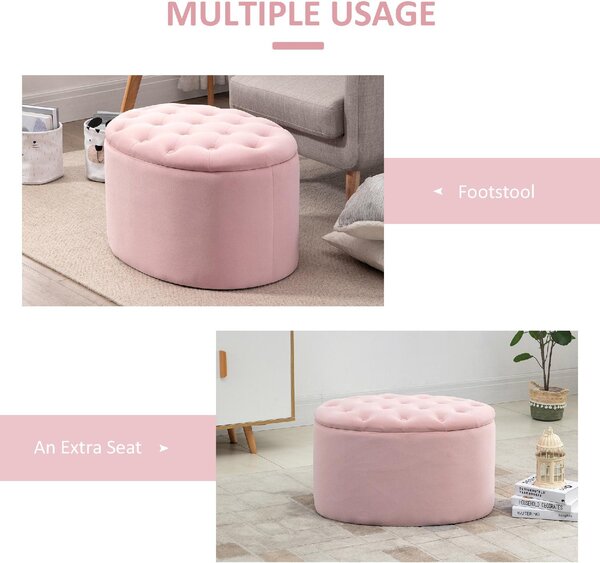 DecHome Cassapanca in Velluto Panca contenitore Dimensioni 71x52x42 cm colore Rosa