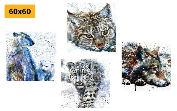Set di quadri – Animali in interessante versione acquerello