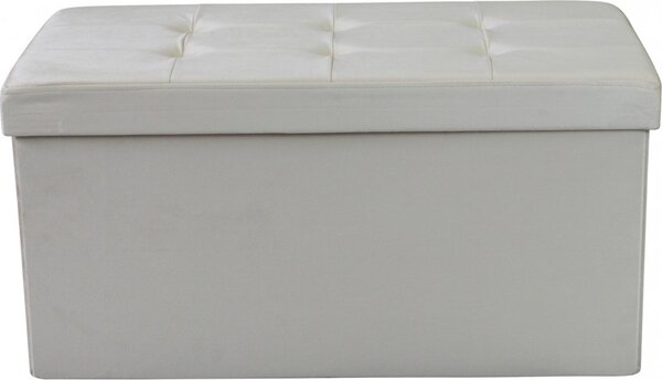 DecHome Cassapanca in Velluto Panca contenitore Dimensioni 76x38x38 cm colore Beige