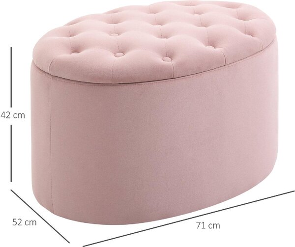 DecHome Cassapanca in Velluto Panca contenitore Dimensioni 71x52x42 cm colore Rosa