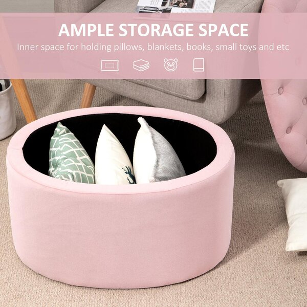 DecHome Cassapanca in Velluto Panca contenitore Dimensioni 71x52x42 cm colore Rosa