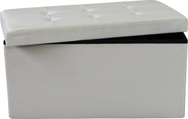 DecHome Cassapanca in Velluto Panca contenitore Dimensioni 76x38x38 cm colore Beige
