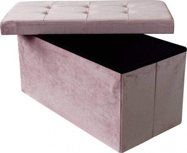 DecHome Cassapanca in Velluto Panca contenitore Dimensioni 76x38x38 cm colore Rosa