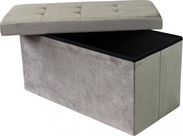 DecHome Cassapanca in Velluto Panca contenitore Dimensioni 76x38x38 cm colore Tortora