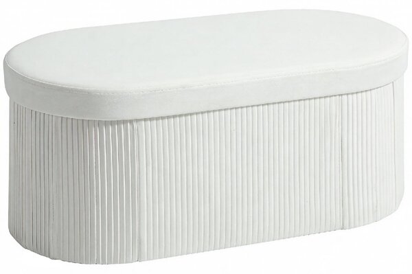 DecHome Cassapanca in Velluto Panca Contenitore Pieghevole Dimensioni 76x38x35 cm colore Crema