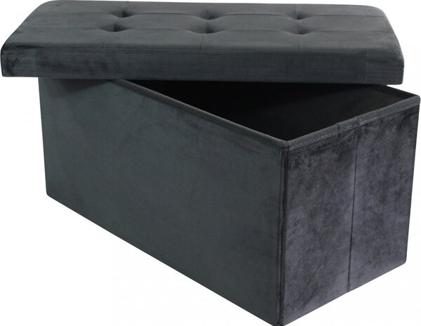 DecHome Cassapanca in Velluto Panca contenitore Dimensioni 76x38x38 cm colore Nero