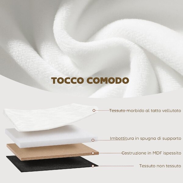 DecHome Cassapanca in Velluto Panca Contenitore Pieghevole Dimensioni 76x38x35 cm colore Crema