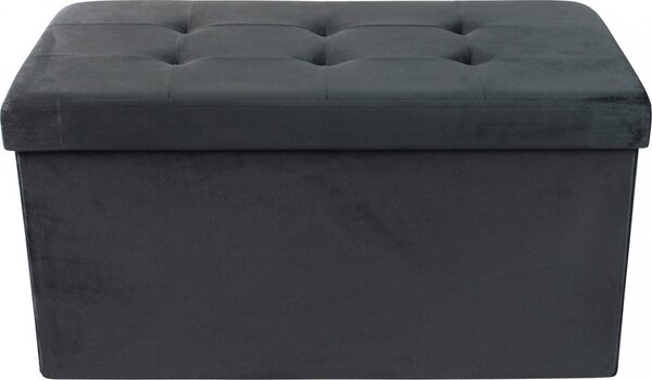 DecHome Cassapanca in Velluto Panca contenitore Dimensioni 76x38x38 cm colore Nero