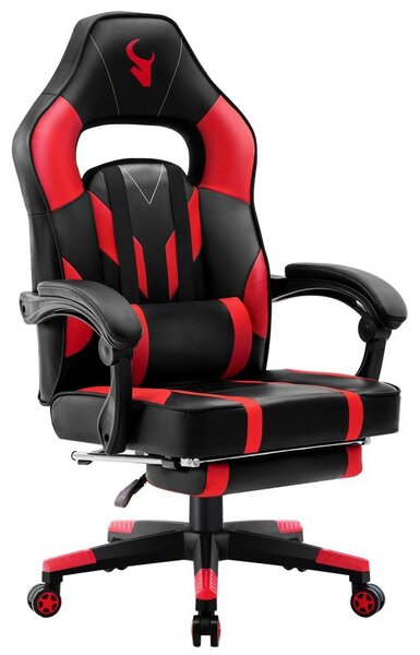 Sedia da ufficio Sedia da direzione Sedia girevole Sedia da gaming Scrivania Poggiapiedi Nero/Rosso