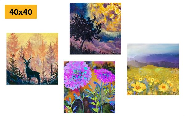 Set di quadri – Imitazione di pittura a olio di cervo in natura
