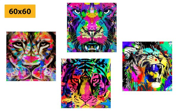 Set di quadri – Animali in stile pop art