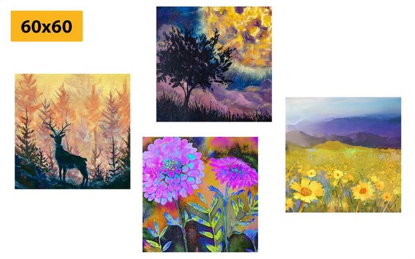 Set di quadri – Imitazione di pittura a olio di cervo in natura