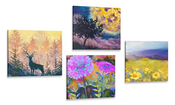 Set di quadri – Imitazione di pittura a olio di cervo in natura