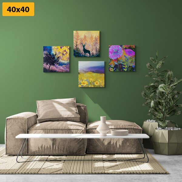 Set di quadri – Imitazione di pittura a olio di cervo in natura