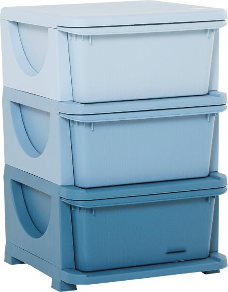 DecHome Cassettiera Multiuso 3 Cassetti in Plastica 37x37x56.5 cm colore Blu
