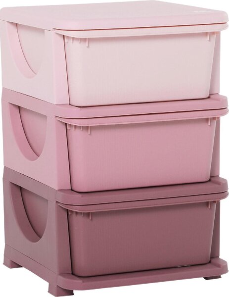 DecHome Cassettiera Multiuso 3 Cassetti in Plastica 37x37x56.5 cm colore Rosa