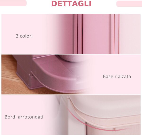 DecHome Cassettiera Multiuso 3 Cassetti in Plastica 37x37x56.5 cm colore Rosa