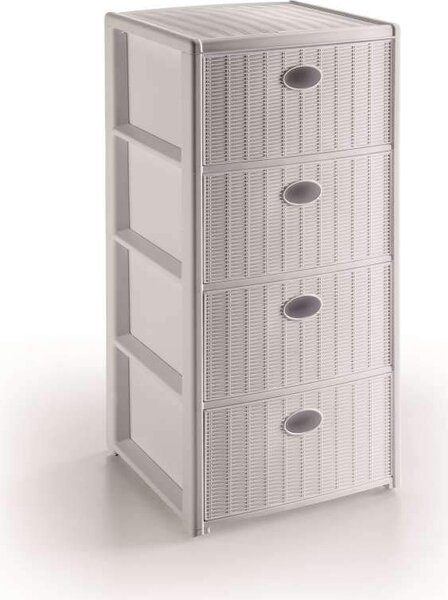 STEFANPLAST Cassettiera Multiuso 4 Cassetti in Plastica 40x40x80 cm colore Bianco - 30400 Elegance