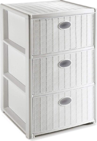 STEFANPLAST Cassettiera Multiuso 3 Cassetti in Plastica colore Bianca - 30462 Elegance