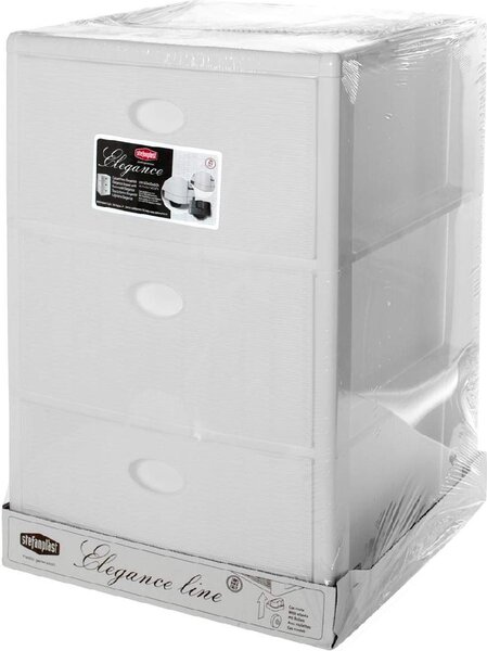 STEFANPLAST Cassettiera Multiuso 3 Cassetti in Plastica colore Bianca - 30462 Elegance