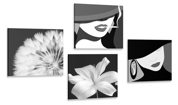 Set di quadri – Signore in bianco e nero