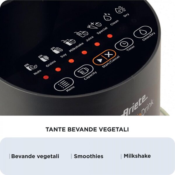 Ariete OUTLET - Centrifuga Elettrica Macchina per Bevande Vegetali Capacit 1.5 Litri Potenza 1200 Watt con Lame in Acciaio Inox colore Nero - 00C0