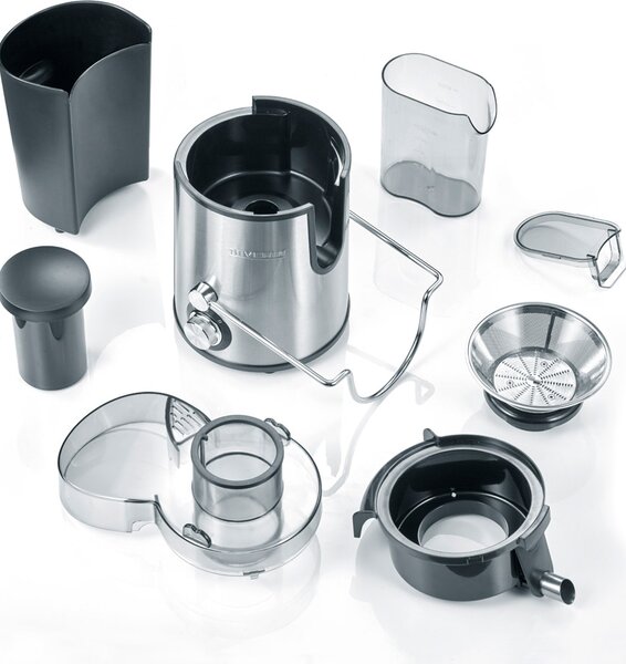 Severin Centrifuga elettrica Frutta e Verdura Capacit succo 0,5 Litri Capacit polpa 1,5 Litri Potenza 400 Watt 19.000 giri al minuto colore Accia