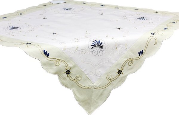 Elite Centrotavola Natalizio Tovaglia Natalizia Ricamata per Tavolo 90x90 cm colore Bianco - FLH3735