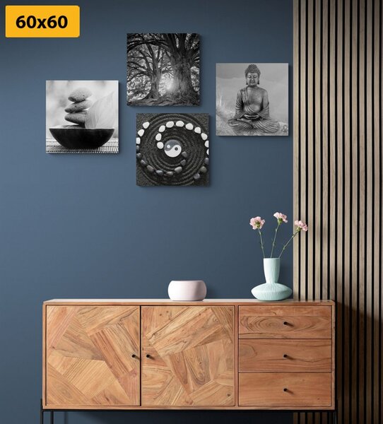 Set di quadri – Feng Shui in stile bianco e nero