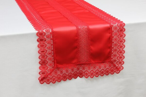 Elite Centrotavola Natalizio Runner Tavola Ricamato 40x110 cm con Inserti Macram colore Rosso - SD121391