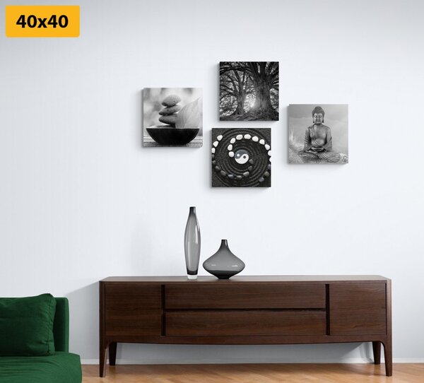 Set di quadri – Feng Shui in stile bianco e nero