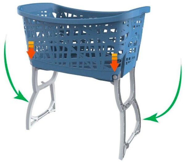 Bama Cesta Bucato Stand Up 44 L cm 60.5x39.5x68.5h colore Blu e Bianco - BM70165