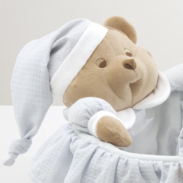 NANAN Cesta portaoggetti Neonato con Orsacchiotto colore Azzurro - Puccio