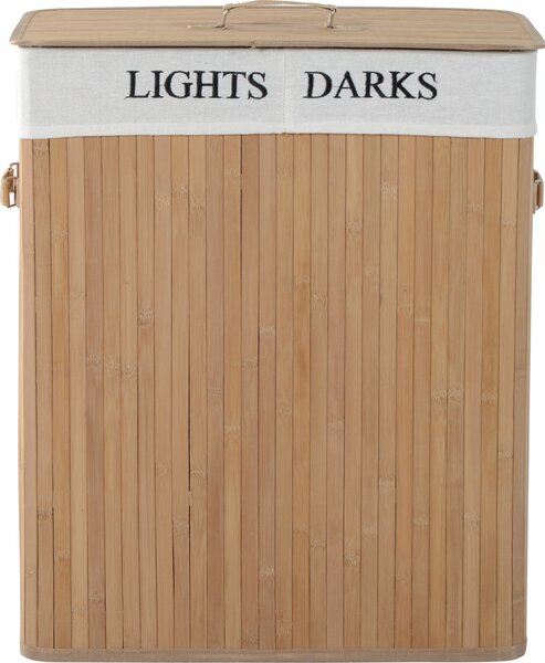 DecHome Cesta Portabiancheria in Bamb con Coperchio e Fodera Rimovibile Naturale 52x32x63cm - 20-850