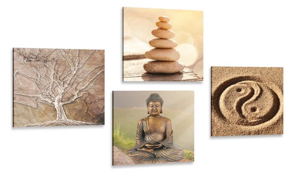 Set di quadri – Feng Shui in tonalità beige