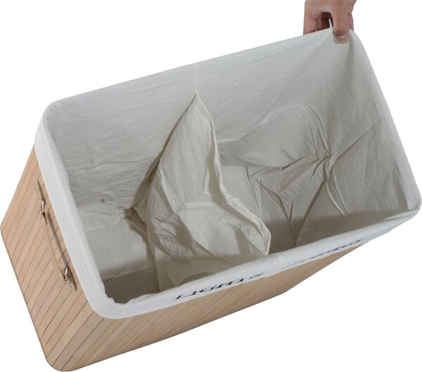 DecHome Cesta Portabiancheria in Bamb con Coperchio e Fodera Rimovibile Naturale 52x32x63cm - 20-850