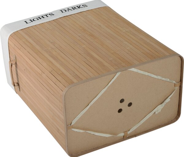 DecHome Cesta Portabiancheria in Bamb con Coperchio e Fodera Rimovibile Naturale 52x32x63cm - 20-850