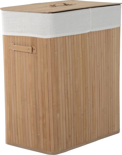 DecHome Cesta Portabiancheria in Bamb con Coperchio e Fodera Rimovibile Naturale 52x32x63cm - 20-850
