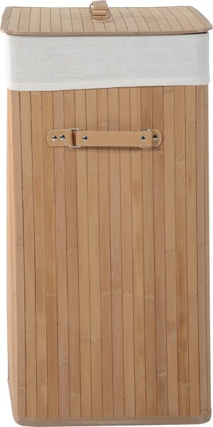 DecHome Cesta Portabiancheria in Bamb con Coperchio e Fodera Rimovibile Naturale 52x32x63cm - 20-850