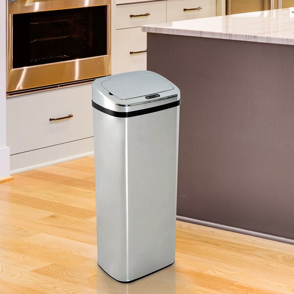 DecHome Cestino Dei Rifiuti Rettangolare In Acciaio Inox con Sensore a Infrarossi 50 lt - 851004