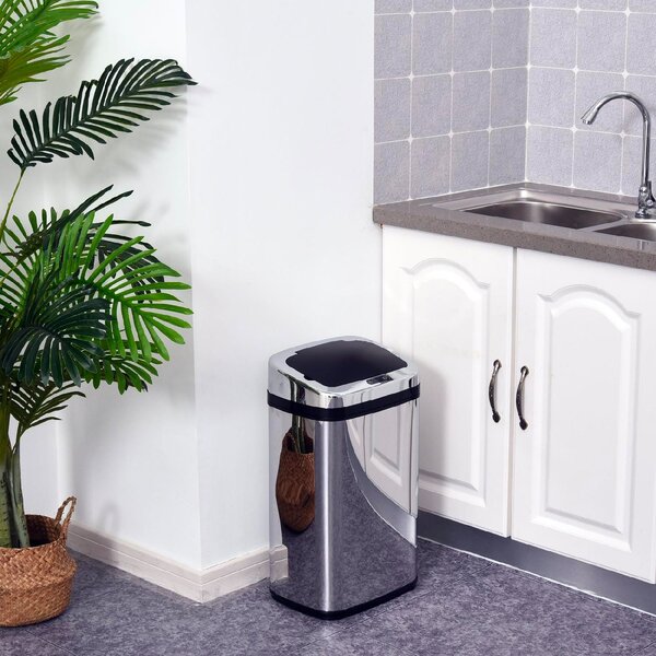 DecHome Cestino Dei Rifiuti In Acciaio Inox Sensore Automatico 30L/Quadrato - 300D4